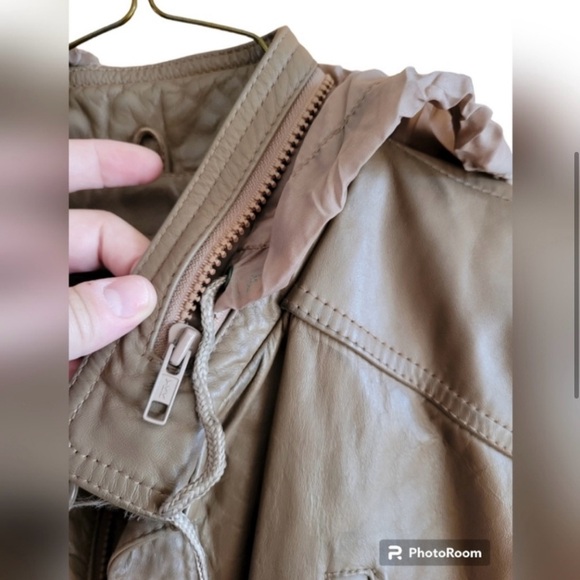 Vintage Wilson’s Leather Brown Fur Lined Hooded Bomber Style Zip Jacket Coat - Picture 10 of 10